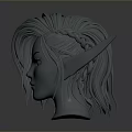 3D Model Of Elf Character With Long Hair And Pointed Ears Design