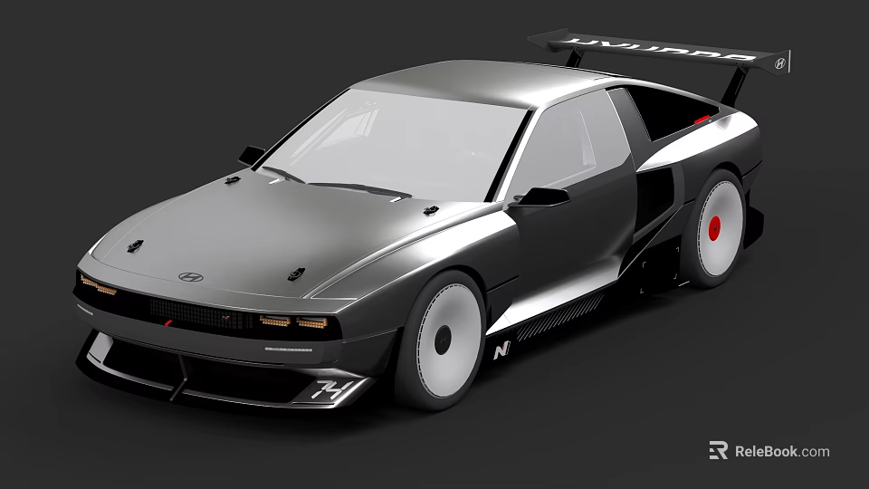 Silver Sports Car With Aerodynamic Body Rear Spoiler And Modern Design 3d model 