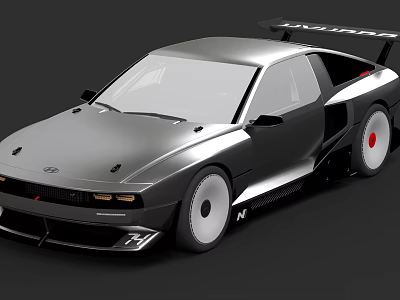 Silver Sports Car With Aerodynamic Body Rear Spoiler And Modern Design 3d model