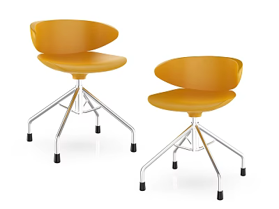 Orange Modern Office Chairs With Metal Frame And Swivel Base Design 3d model