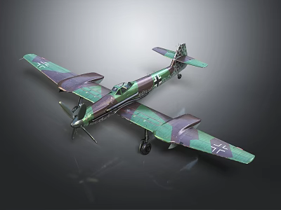 Military Biplane Model With Green Brown Camouflage Paint And Cross Insignia 3d model