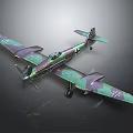 Military Biplane Model With Green Brown Camouflage Paint And Cross Insignia