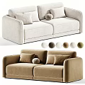 Modern Two Seater Sofa With Pillows Round Cushions And Multiple Color Options