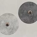 Round Wall Lamps with Textured Light and Dark Gray Finish and Metallic Center Accent