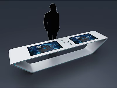 Smart Interactive Desk With Dual Digital Screens And Modern Design 3d model