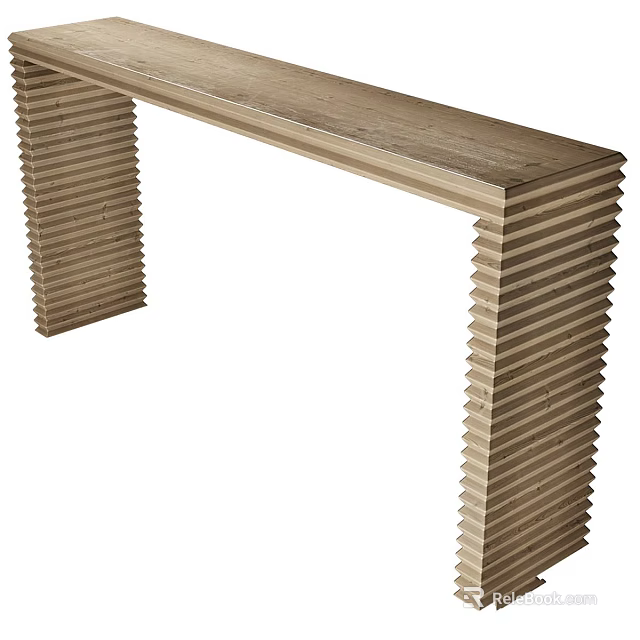Wooden Console Table With Layered Legs Design And Smooth Surface Top 3d model 