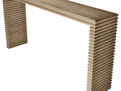 Wooden Console Table With Layered Legs Design And Smooth Surface Top 3d model