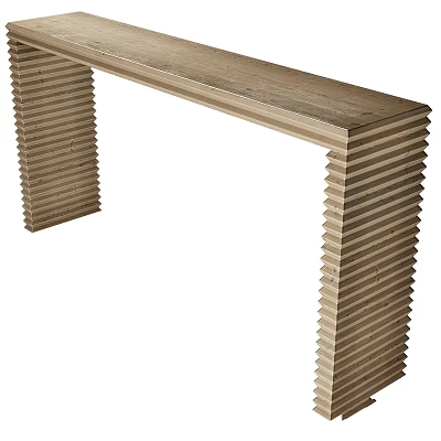 Wooden Console Table With Layered Legs Design And Smooth Surface Top 3d model