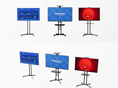 Commercial Computer Monitors With Stands And Various Screen Display Contents 3d model