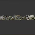 Arbor in Circular Landscape Model with Stones Blue Water and Grass