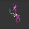 Purple Mechanical Giraffe Character Holding Digital Tablet With Metal Arms