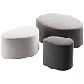 Modern Round Upholstered Ottoman Set of Three Different Sizes and Colors