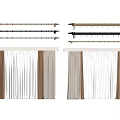 Modern Curtain Styles With White Sheer And Brown Fabric And Decorative Rods