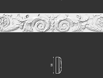 Gypsum Carved Line, Patchwork Corner, Roman Column Modeling, French European Style Gypsum Line, High-end Villa, Simple European Style 3d model