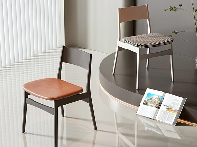 Modern Coffee Table With Two Chairs And Open Magazine Near Blinds 3d model