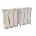 Elegant White Wardrobe with Three Doors and Gold Trim Classic Style Decorative Legs
