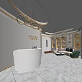 Elegant Modern Beauty Salon Interior With Reception Desk Chandelier Sofa Green Plants And Shelves