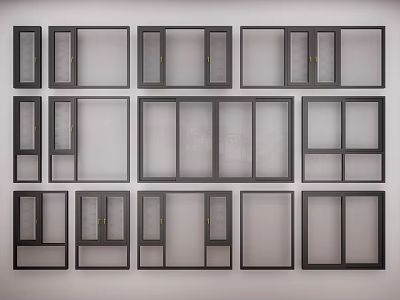Modern aluminum alloy casement window aluminum alloy sliding window broken bridge aluminum sliding door window combination glass door and window combination 3d model