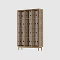 Modern Geometric Bookshelf With Black And White Striped Multi Layered Structure