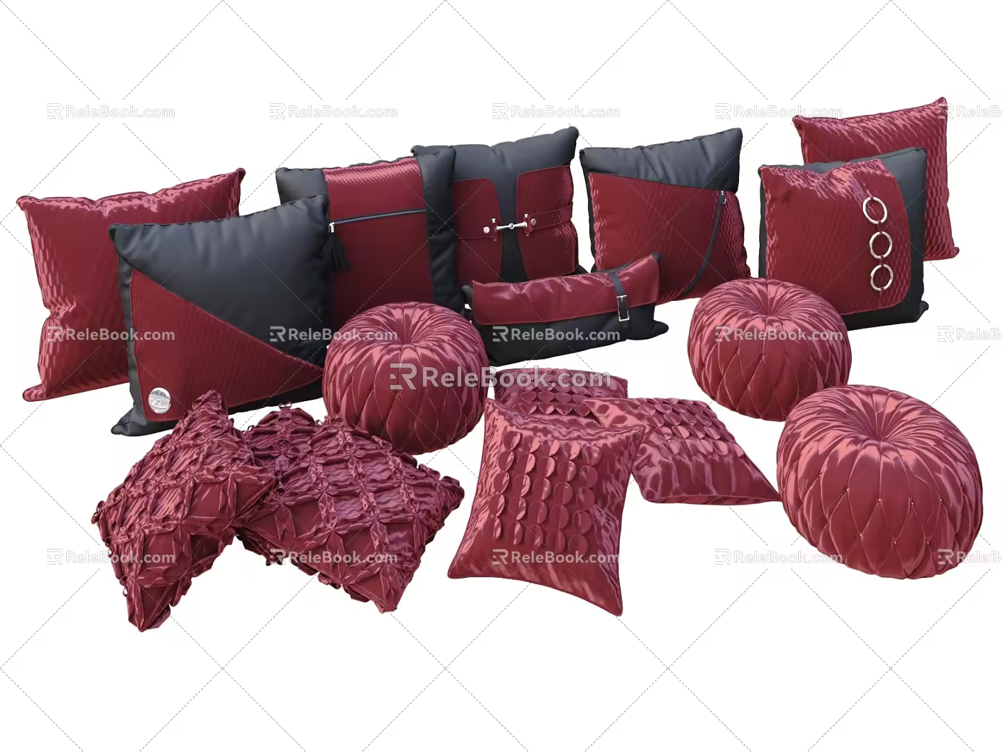 Sofa and bed pillow combination 3d model