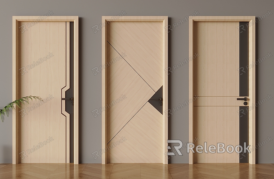 Modern log wind flat door solid wood single door model