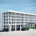 Modern White Office Building With Glass Facade And Multi Storey Structure 3d model