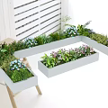 Plant Combination Design With Rectangular Planters Greenery And Colorful Flowers