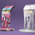 Perfume and Cosmetics Display Stands with Colorful and White Dripping Beauty Design