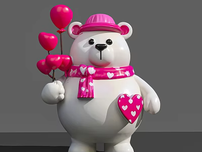 Device Bear Pushcard Net Red Ornaments White Bear 3d model