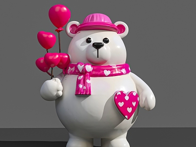 Device Bear Pushcard Net Red Ornaments White Bear 3d model