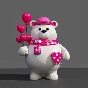 Device Bear Pushcard Net Red Ornaments White Bear 3d model