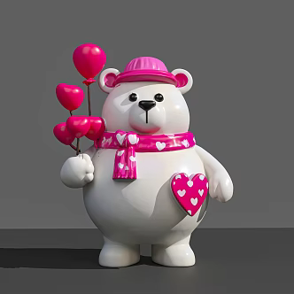 Device Bear Pushcard Net Red Ornaments White Bear 3d model