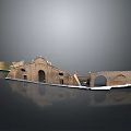 Ancient Architecture Model Featuring Stone Brick Structure Arched Doorways And City Wall Sections 3d model