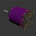 Purple Electric Motor With Metal Shaft And Black Mechanical Components