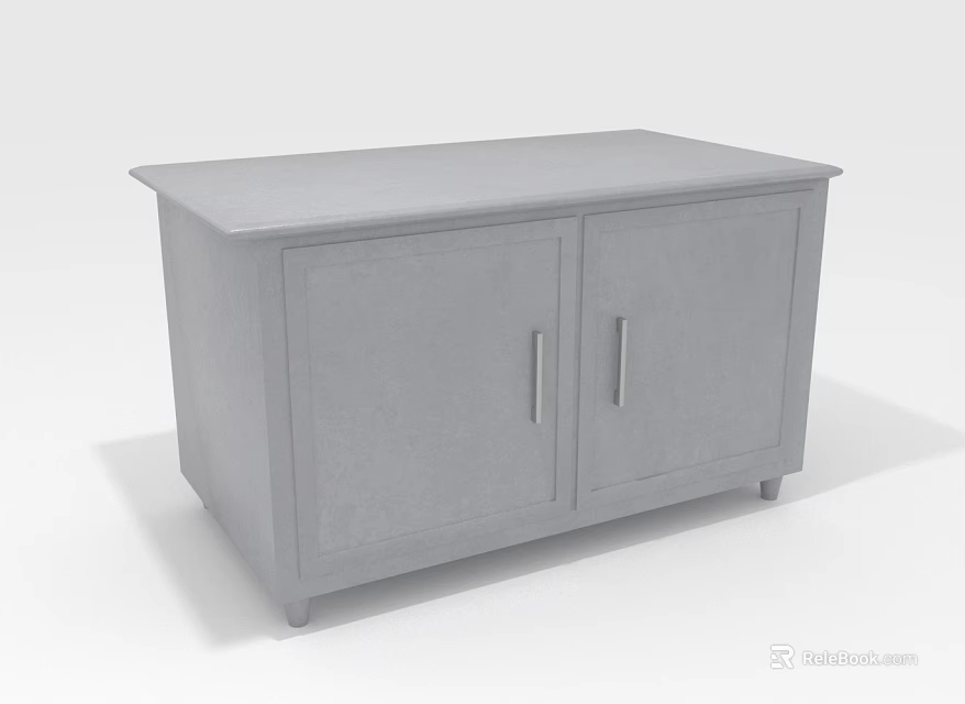 Gray Storage Cabinet With Two Doors And Simple Handles For Home Storage Use 3d model 