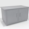 Gray Storage Cabinet With Two Doors And Simple Handles For Home Storage Use