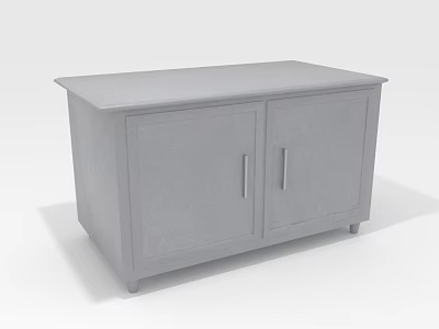 Gray Storage Cabinet With Two Doors And Simple Handles For Home Storage Use 3d model