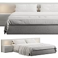 Modern Double Bed Design With Upholstered Headboard And Soft White Linens 3d model