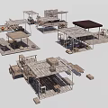 Rustic Outdoor Market Stalls Featuring Wooden Canopies Vintage Carts And Pumpkin Ornaments