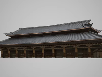 Traditional Chinese Ancient Architecture With Multi Layered Tile Roof And Wooden Columns 3d model