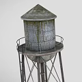Industrial Equipment Featuring Metal Water Tower With Dome Top And Side Container
