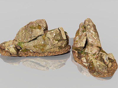 stone rock cliff ore gold mine deciduous stone forest ground mountain stone ground moss stone gobi desert stone pile sand 3d model