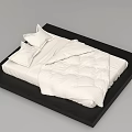 Minimalist Modern Bed With Black Frame White Quilted Bedding And Decorative Pillows