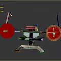 Sturdy Household Fitness Equipment With Red Weight Plates And Stable Training Stand
