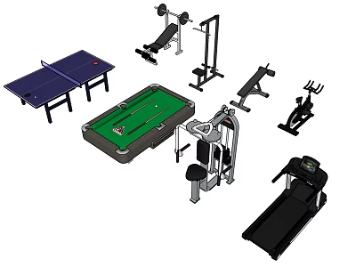 Sports Fitness Equipment With Treadmill Table Tennis And Billiards Table 3d model