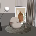 Modern Single Sofa Single Sofa Floor Lamp Decorative Painting 3d model