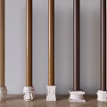 Decorative Columns in Various Colors with White Stone Bases for Interior Design 3d model