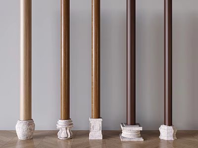 Chinese-style Column Foundation Stone New Chinese-style Wooden Column Foundation Stone 3d model