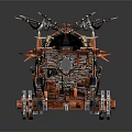Red And Black Armored Tank With Mechanical Spiked Structures And Detailed Armor Design