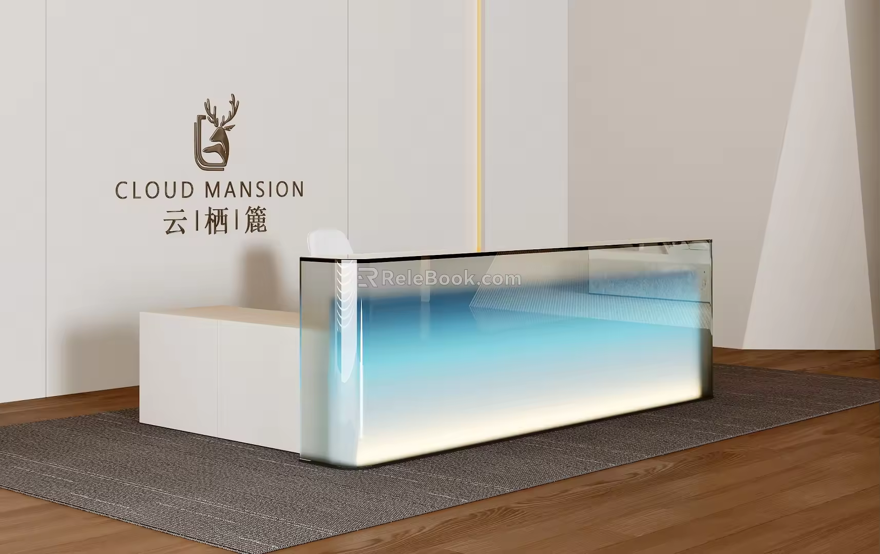 Acrylic Reception Desk Office Desk 3d model